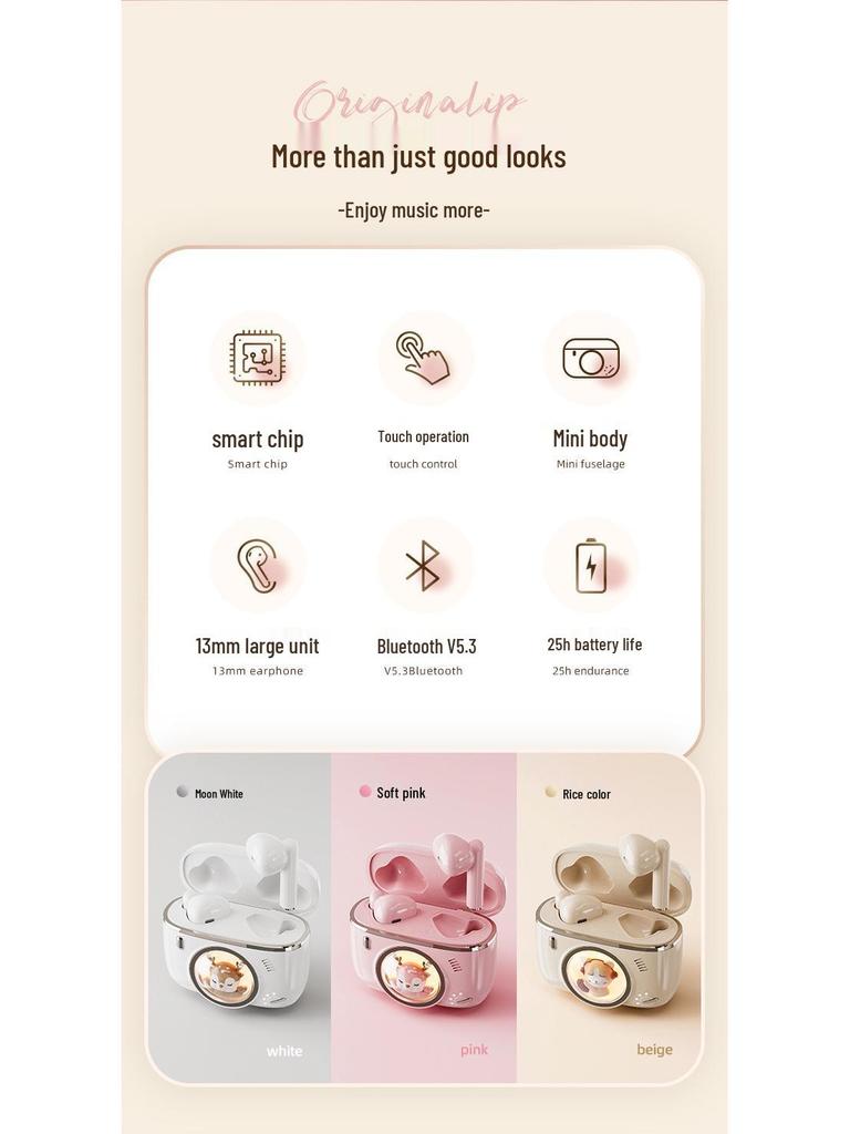 Star Pet V5.3 Wireless Bluetooth Earphones, Cartoon Space Capsule Design, Mini In-Ear with Long Battery Life