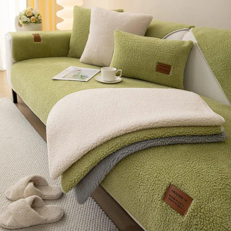 Шерстяной чехол для дивана, зимний теплый чехол для дивана для гостиной, плюшевое утолщенное нескользящее полотенце, удобная дышащая спинка, подлокотник