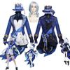 Game Genshin Impact Focalors Cosplay Hat Wig Hair Full Set Carnival Women Dress Uniform Costume Outfit Role Play Masquerade Water God
