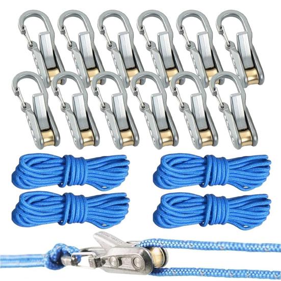 1 Комплект Натяжитель веревки с роликом Прочный металлический кулачковый натяжитель для наружного использования Туризм Пеший туризм Водный туризм Кемпинг Регулировщик-затяжитель веревки оттяжки