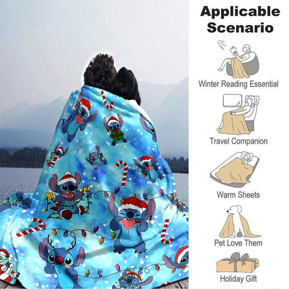 Christmas Stitch Lights Winter Blanket Soft Throw Blanket For Home Bedroom Bed Sofa Travel Office Solid Christmas Blanket