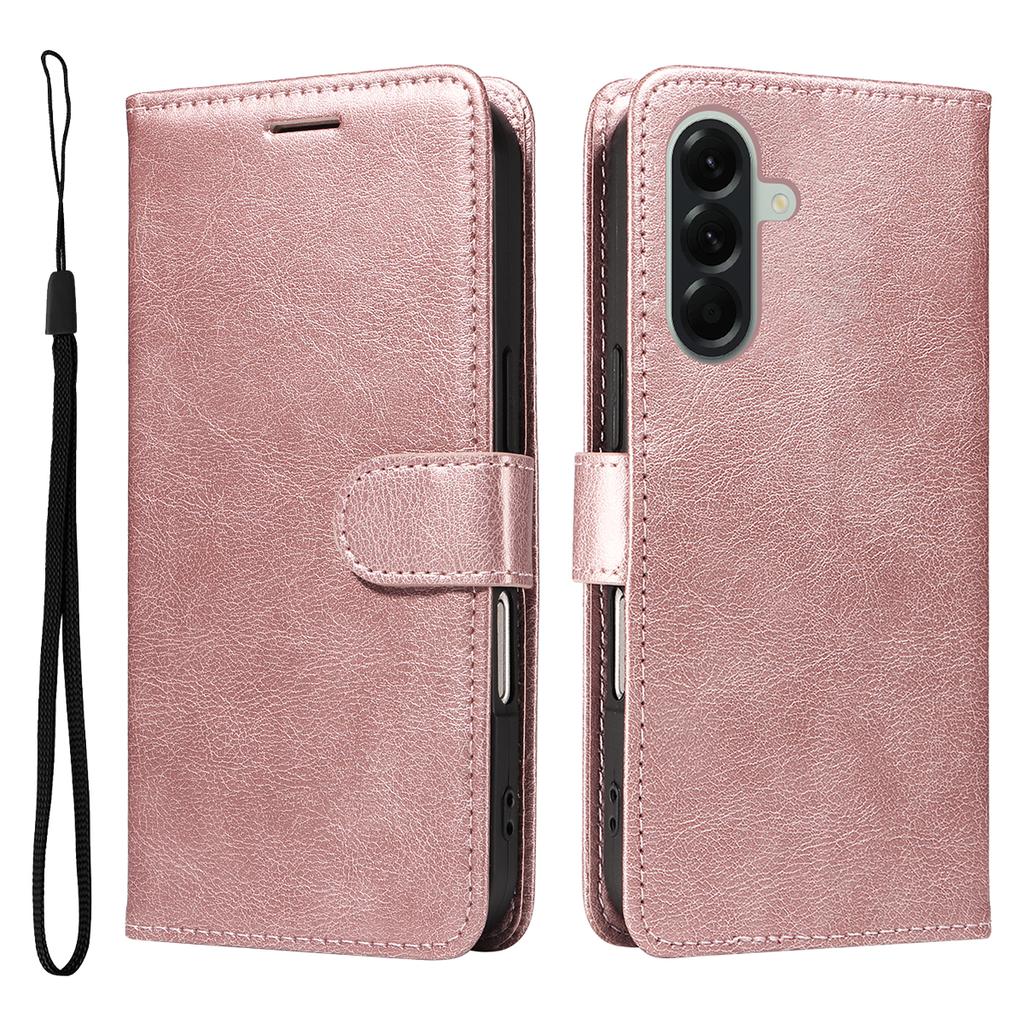 For Samsung Galaxy A57 5G Leather Wallet Case with Strap Solid Color Phone Stand Cover