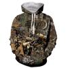 Fashion Men's Hoodies Forest Camouflage Animal Elk Wild Boar Pattern Spring And Autumn Style Street Trend Casual Loose Oversized