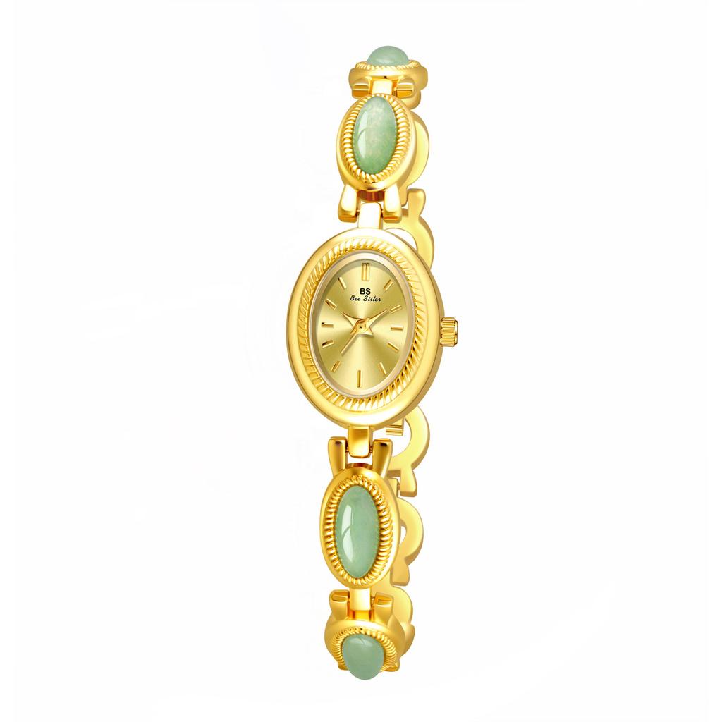 UTHAI Женские часы Женский браслет Роскошный бренд Водонепроницаемые Ретро Натуральный камень Дунлин и Нефрит Продвинутые Цепочные часы Подарок