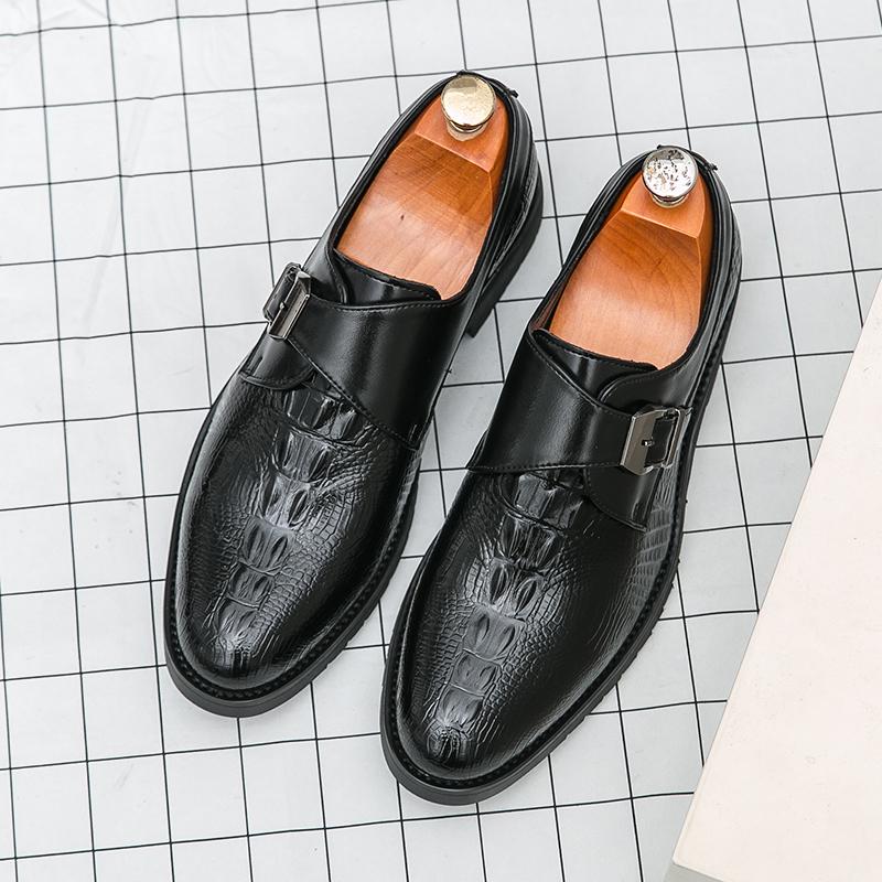 2025 Весна Новые Мужские Деловые Туфли Кожаные Туфли с Крокодиловым Узором Мужские Британские Туфли с Пряжкой, Обувь Жениха для Свадьбы