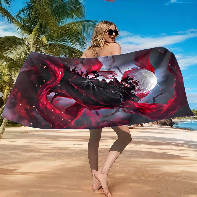 Tokyo Ghoul Masked Mystery Beach Towel, Quick-drying, Easy to Care for, Suitable for Both Fitness and Beach Vacations,Sports Essential