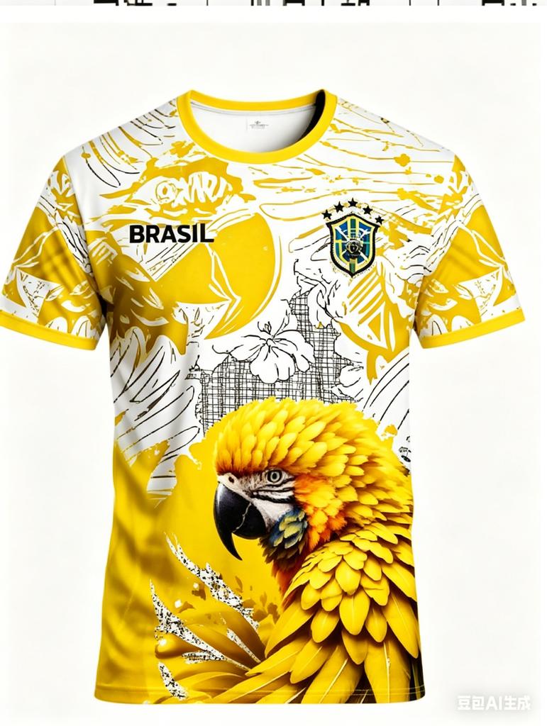 Brazilian football fan art graphic men's T-shirt, football jersey, outdoor sports and fitness, casual fashionChildren's gifts