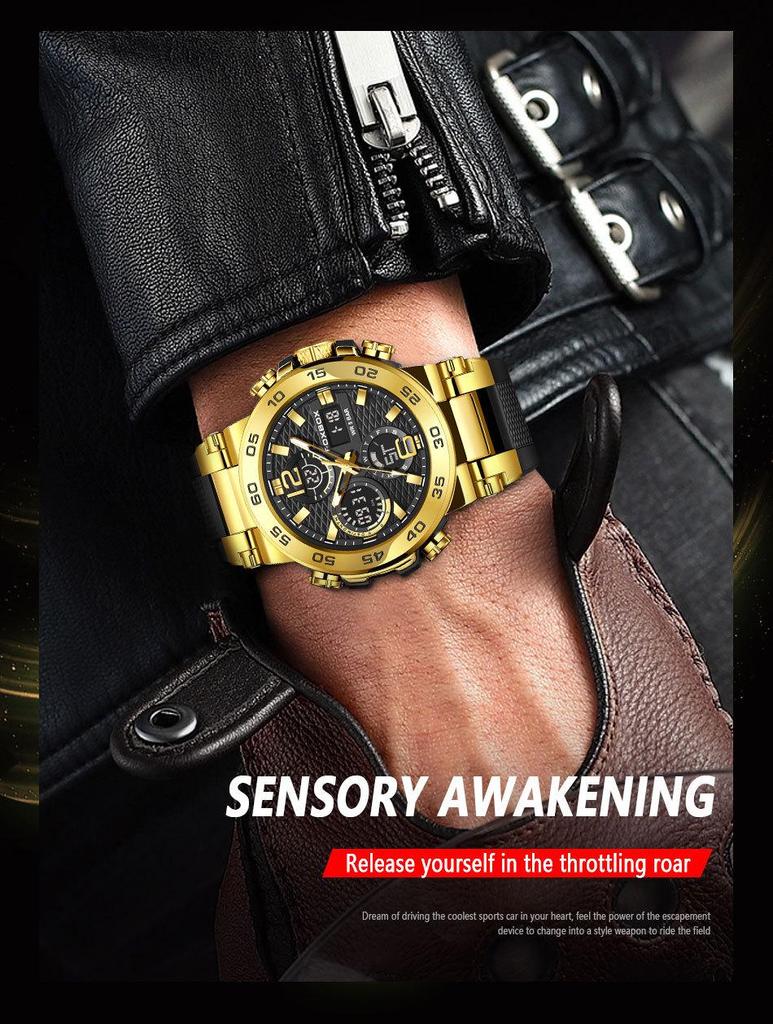FOXBOX Multifunctional Sports Watch: Waterproof, Luminous, Dual Display.