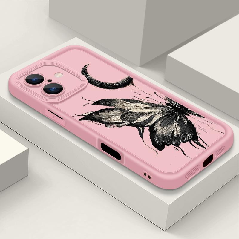 Модный чехол с рисунком луны и бабочки для iPhone 16 Pro Max 15 Plus 14 13 12 Pro 11 TPU мягкий матовый силиконовый противоударный защитный чехол для объектива телефона