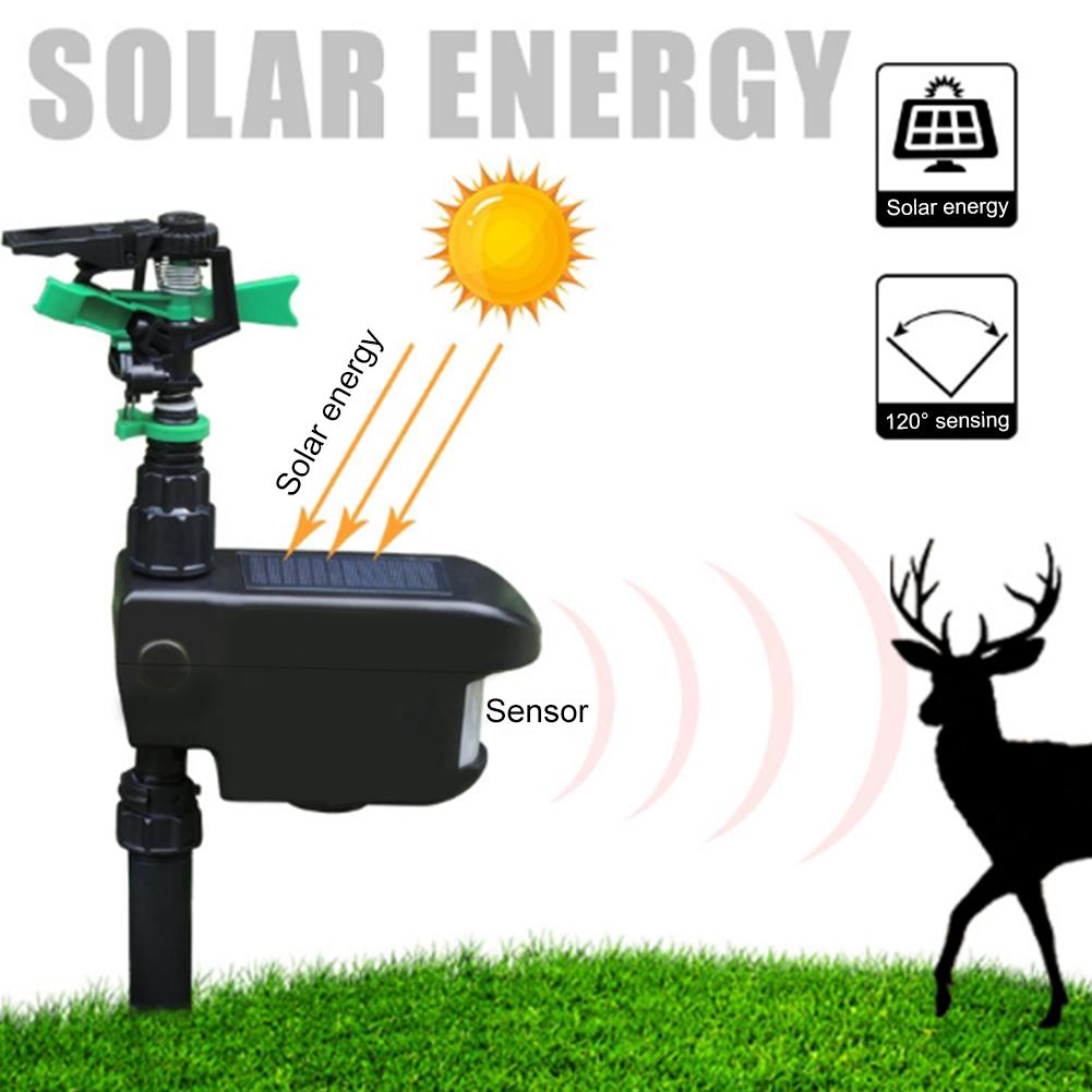 2 IN 1 Motion-activated Sprinkler Animal Repeller Sprinkler Scaring Away Wild Animals Solar Sprinkler Large Area Irrigation Tool