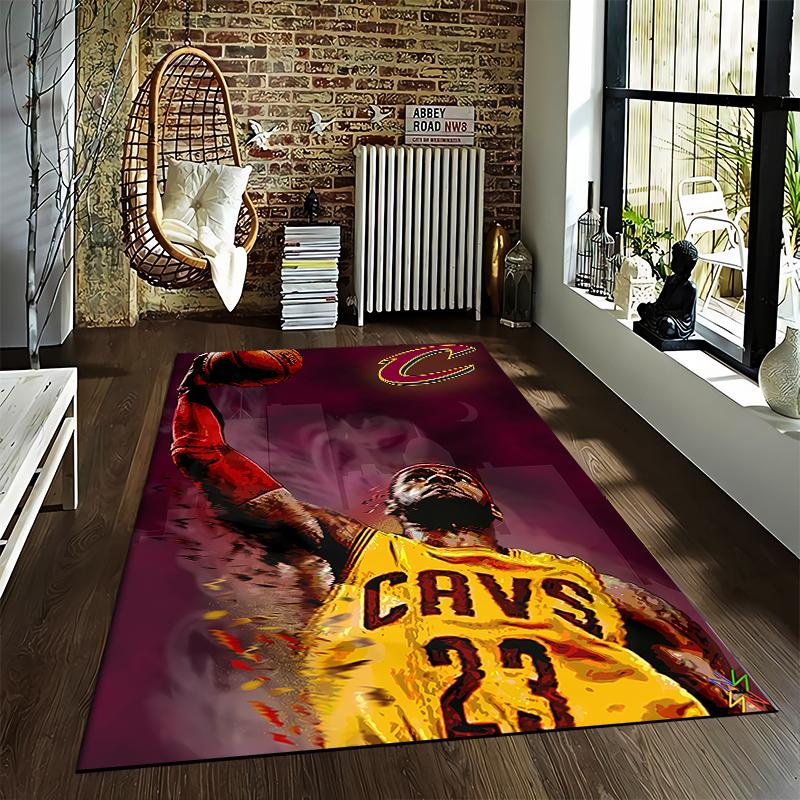 Cute LeBron James Cavs 23 Dunk Wine City Nights Art Poster decorative printed carpet for entryway bedroom dorm game room gift