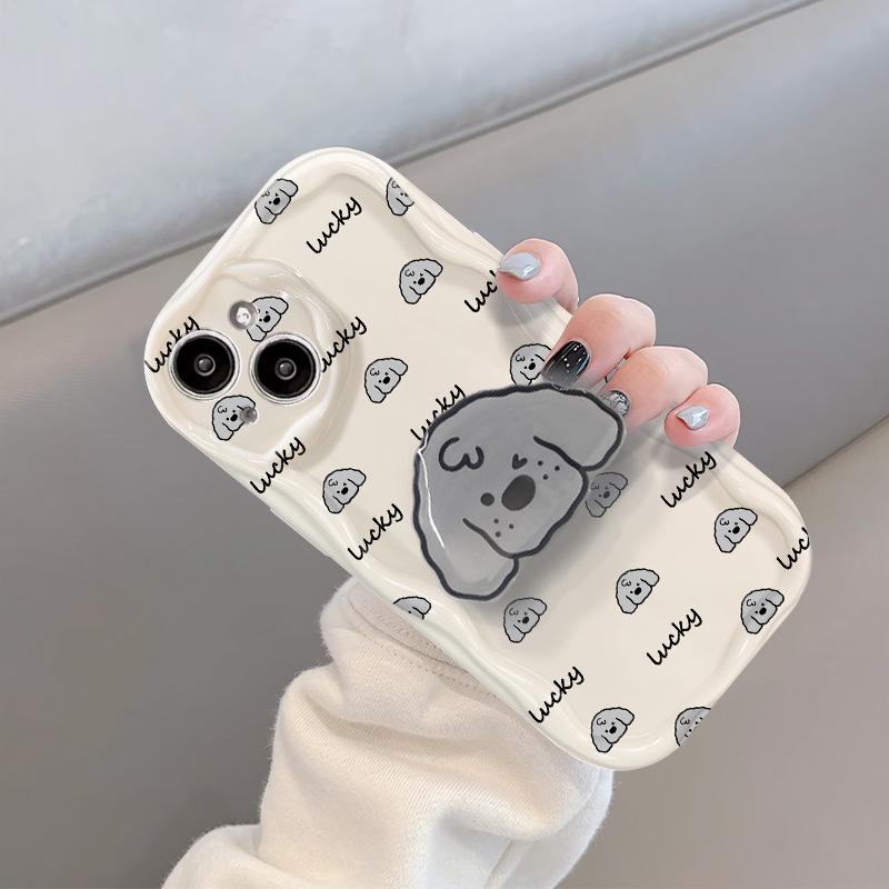 Подходит для чехла для мобильного телефона Apple 14promax IPhone 15/13 Прозрачный силикон 11/12 Полноэкранная подставка в виде собаки 6s
