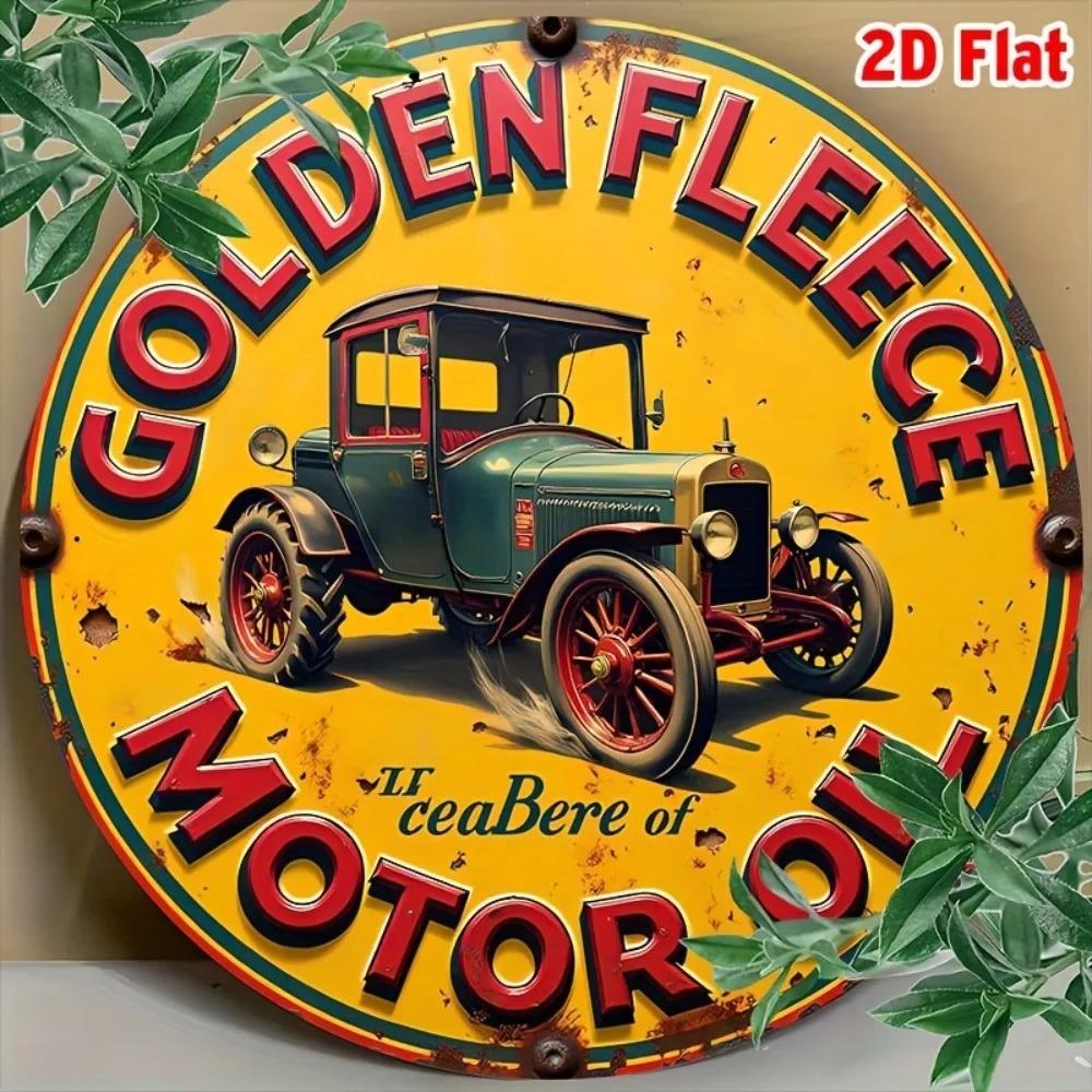Retro Motor Oil Aluminum Sign Vintage Garage Wall Art Green Car