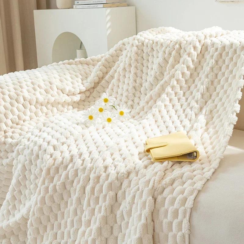 Большой чехол для дивана с защитой от кошачьих царапин, зимнее плюшевое полотенце для дивана в стиле Ins, сплошное цветное одеяло с полным покрытием, полное покрытие