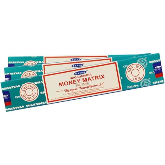 Ароматические палочки Satya Nag Champa Money Matrix Agarbatti 45 граммов в коробке | 3 упаковки по 15 граммов в коробке | Экспортное качество