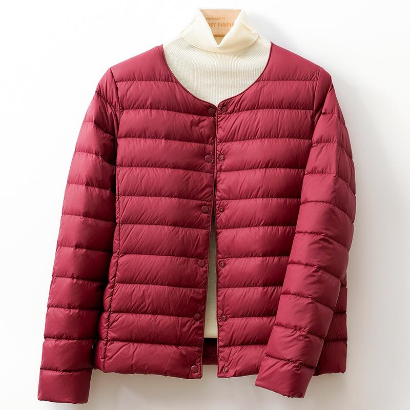 2026 Autumn/Winter Lightweight Collarless Down Jacket - 90% Down, Short Round Neck