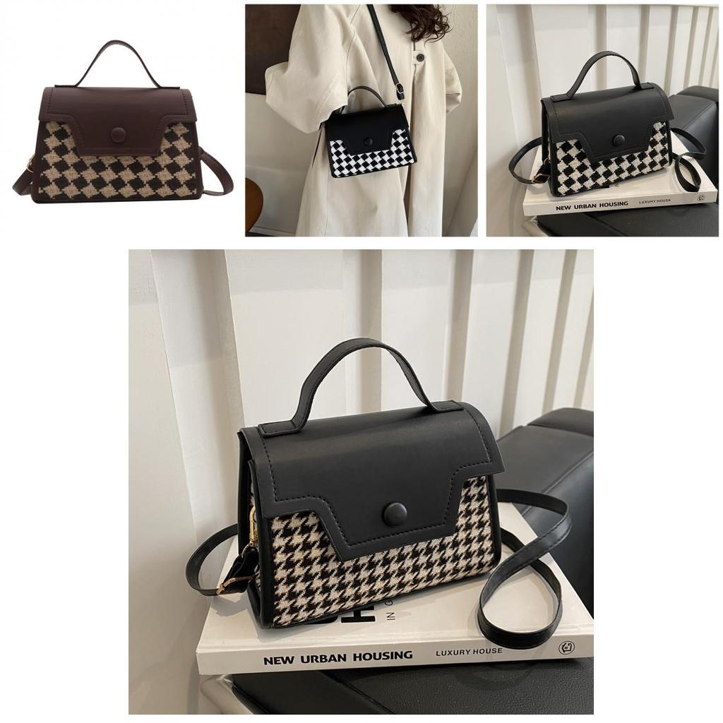 Fashion Plaid Colorblock Retro Crossbody Bag With Unique Material For Casual Daily Use