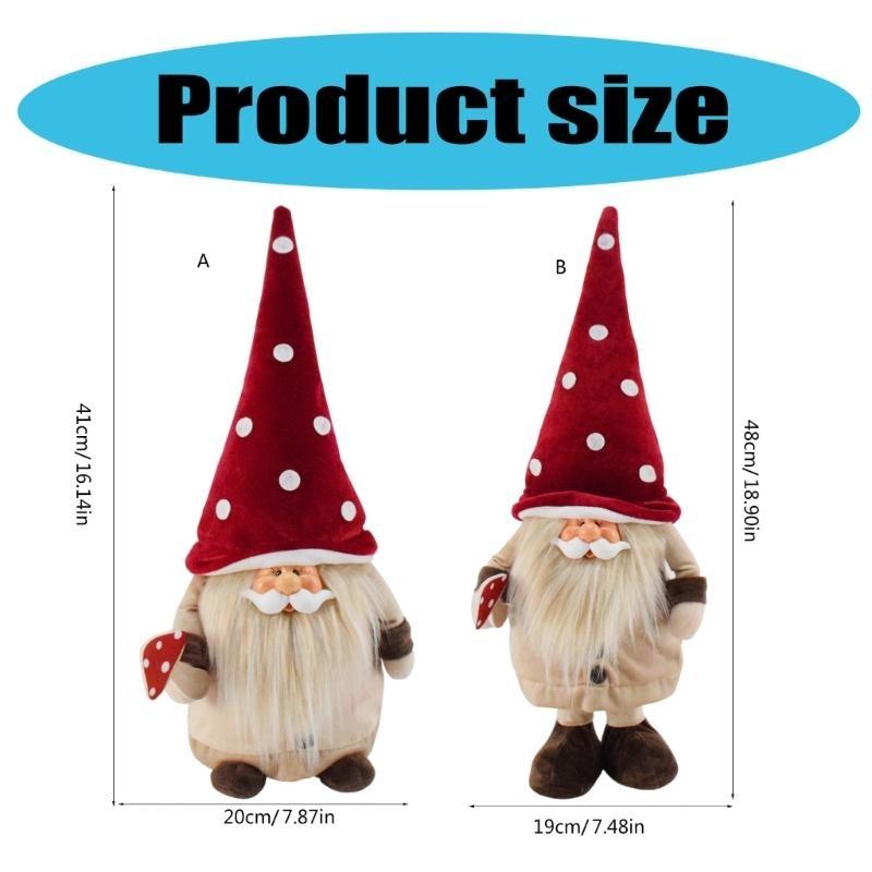 652F Portable Handmade Dwarf Gnomes Mushroom Gnomes for Tabletop Christmas Decors