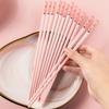 5 Pairs Food Chopsticks Heat Resistant Lightweight Pink Cherry Blossom Chopsticks for Home