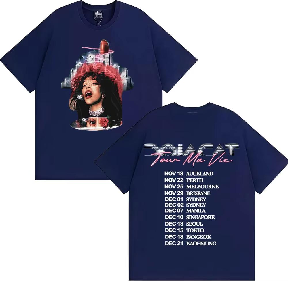 Певица Doja Cat Ma Vie Мировой Тур 2026 Мерч Футболка Мужская Женская Харадзюку Уличная Одежда Ретро Футболка Высокое Качество Модный Повседневный Топ
