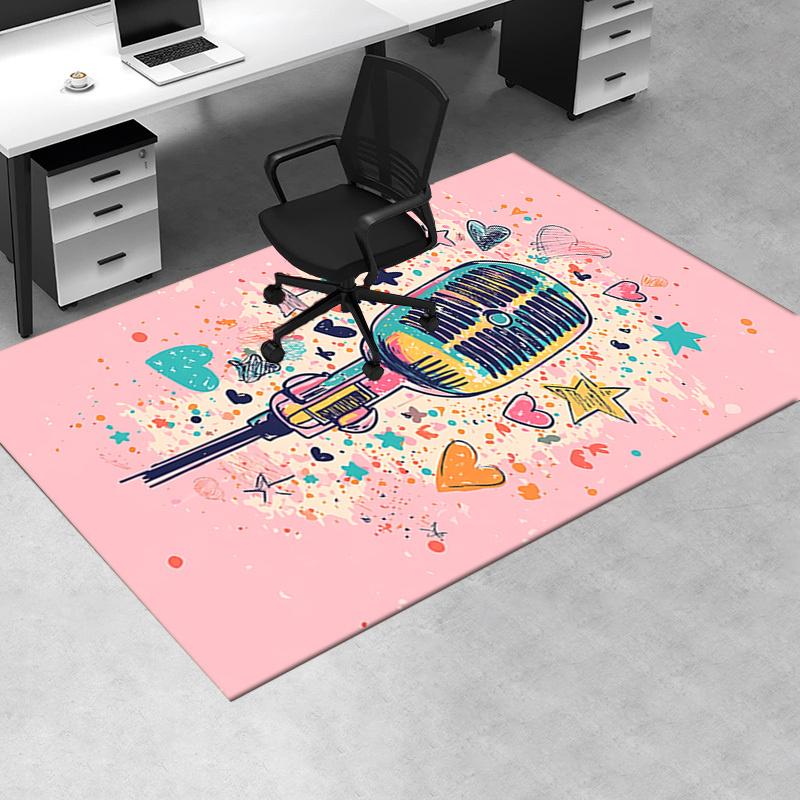 Office Carpet Chair Mat: Colorful Microphone Design, Perfect for Home Decor and Gift Ideas Suitable for Bedrooms, Living Rooms, and Various Rooms
