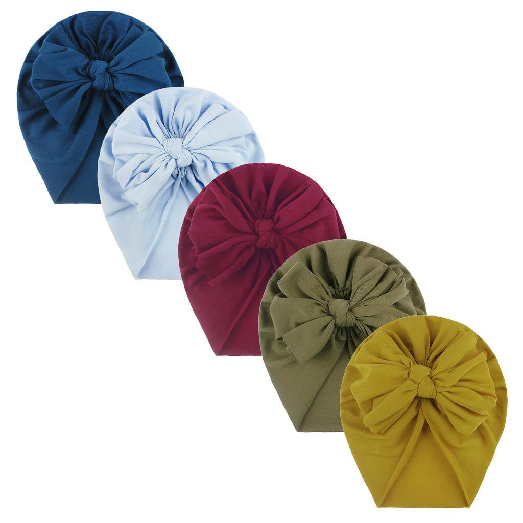 Однотонная шапка с бантом для маленьких девочек, аксессуары для головных уборов, 5 шт.