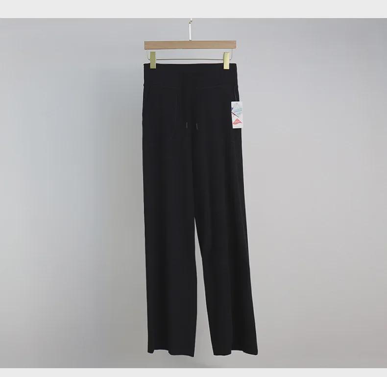 Women's High-Waist Loose Straight Sports Pants with Drawstring for Yoga and Fitness