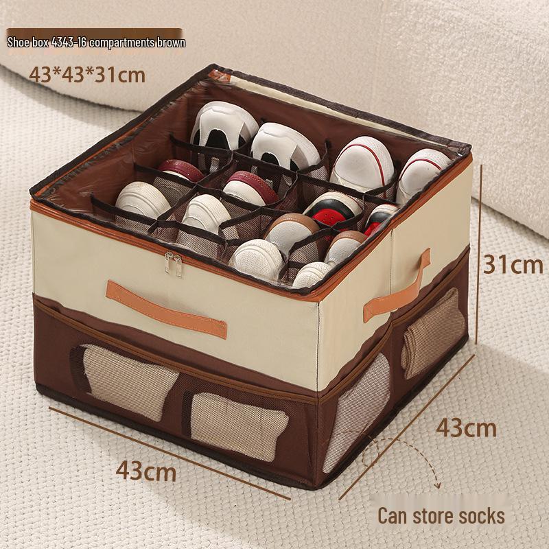 Foldable Shoe Storage Box with Lid & Dividers - Multifunctional Organizer for Clothes & Sundries