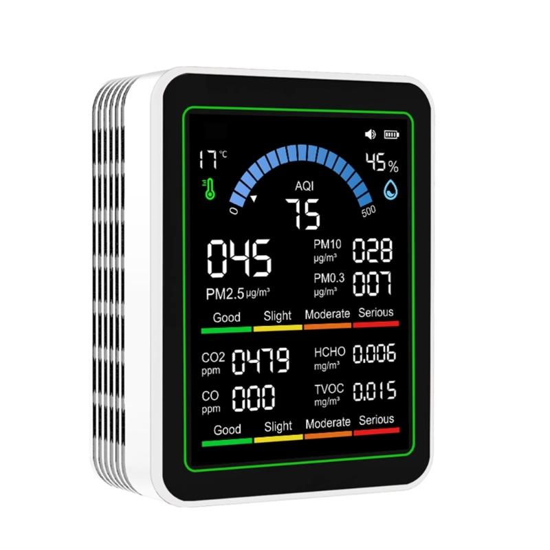 Мониторы качества воздуха, для помещений, обнаруживают PM2.5, CO2, PM10, PM1.0, Формальдегид, ЛОС, Температуру и Влажность, Тест качества воздуха