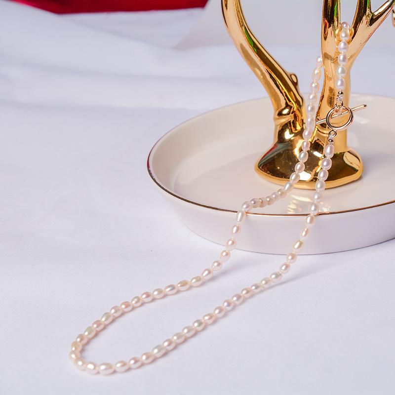 French natural freshwater pearl necklace women's ins wind daily commute 11k gold injection OT buckle light luxury collarbone chain pendant