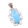 Natural Republic Larimar Gemstone 925 Solid Sterling Silver Pendant 1.75" D1T59
