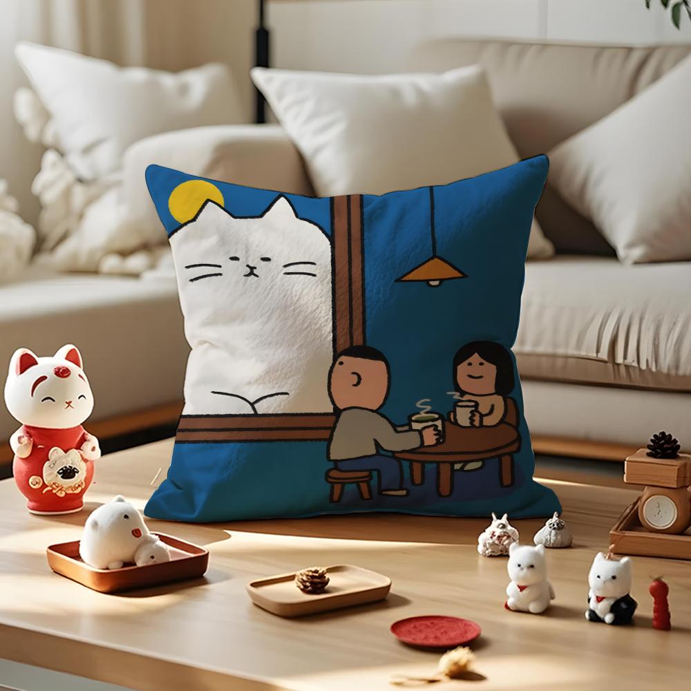 Gomatsu Cushion Cover Anti-dustmite Pillowcase Invisible Zipper Silky Short Plush Sofa Cushion Cover