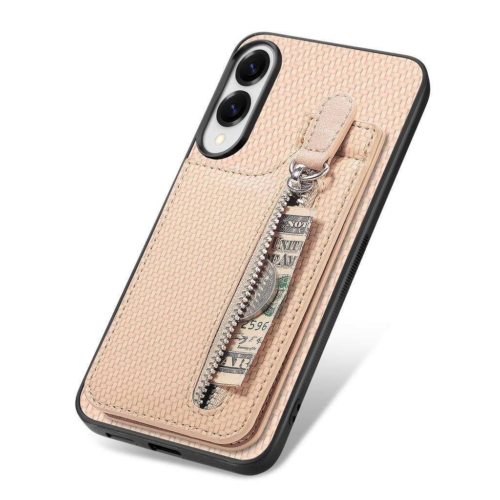 For Samsung Galaxy S25 Edge Case Leather Phone Back Cover with Zipper Card Holder Kickstand