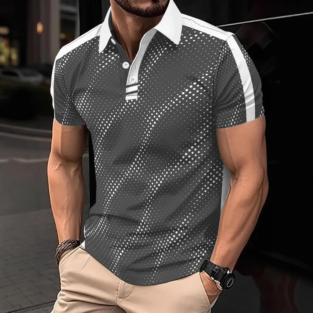 Fashion New 2025 Summer New Casual Versatile Small Dot Men's Short-sleeved POLO Shirt