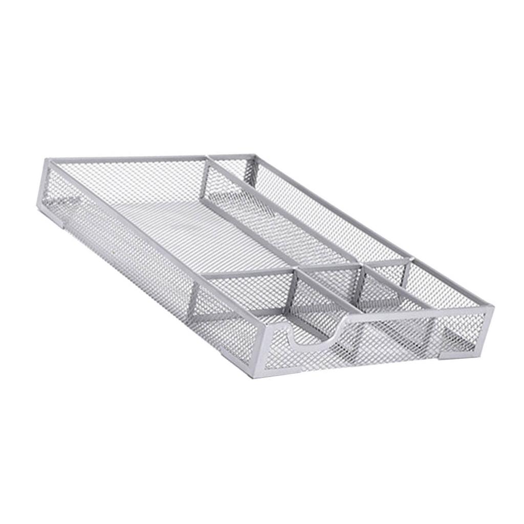 Desk Drawer with Non Slip Rubber Pads Metal Mesh 5 Compartments Storage Tray for Home and Use