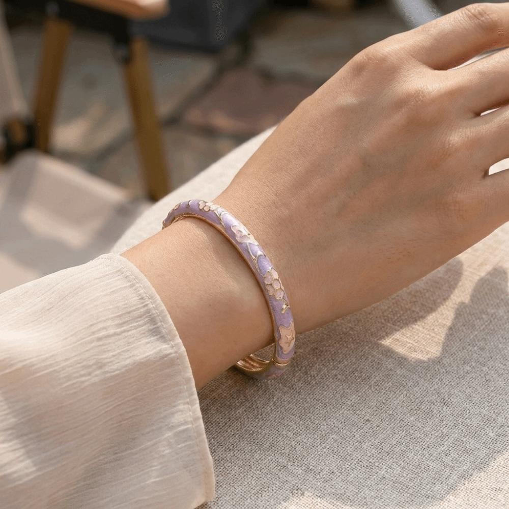 Ethnic Style Vintage Cloisonne Bangle Opening Enamel Bracelet Women's Hand Bracelet Jewelry Gifts