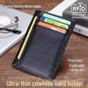 European & American RFID Anti-Theft Cowhide Card Holder - Ultra-Thin Design for Bus Cards