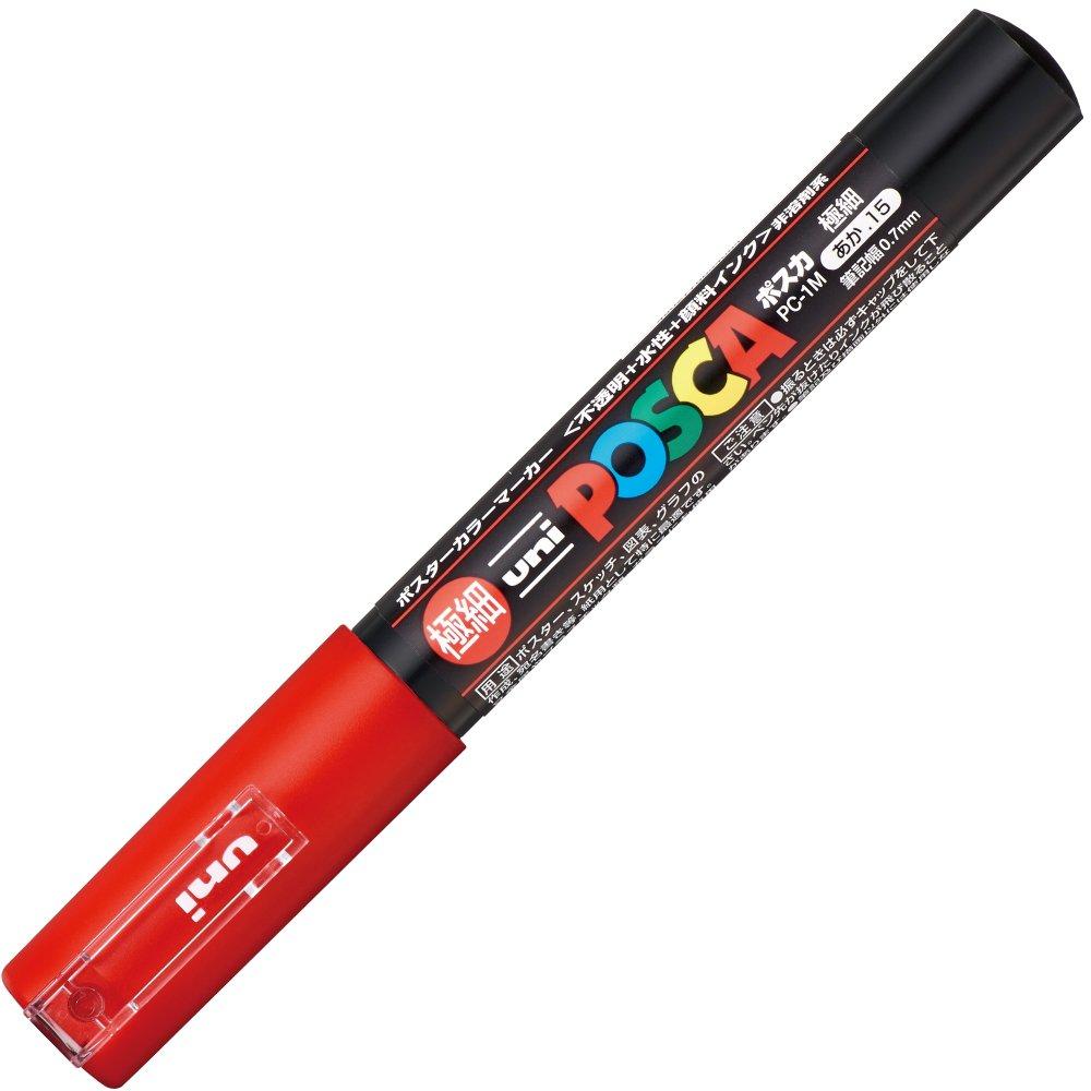 Mitsubishi Pencil Uni Posca Sign Extra Fine Pack of 10 Water-Based Pen, Tip, Red, PC1M.15,