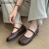 Fashion SUOJIALUN 2025 Autumn Women Flat Shoes Fashion Split Toe Slip On  Mary Jane Ballet Shoes Soft Flat Heel Outdoor Casual Single Sh