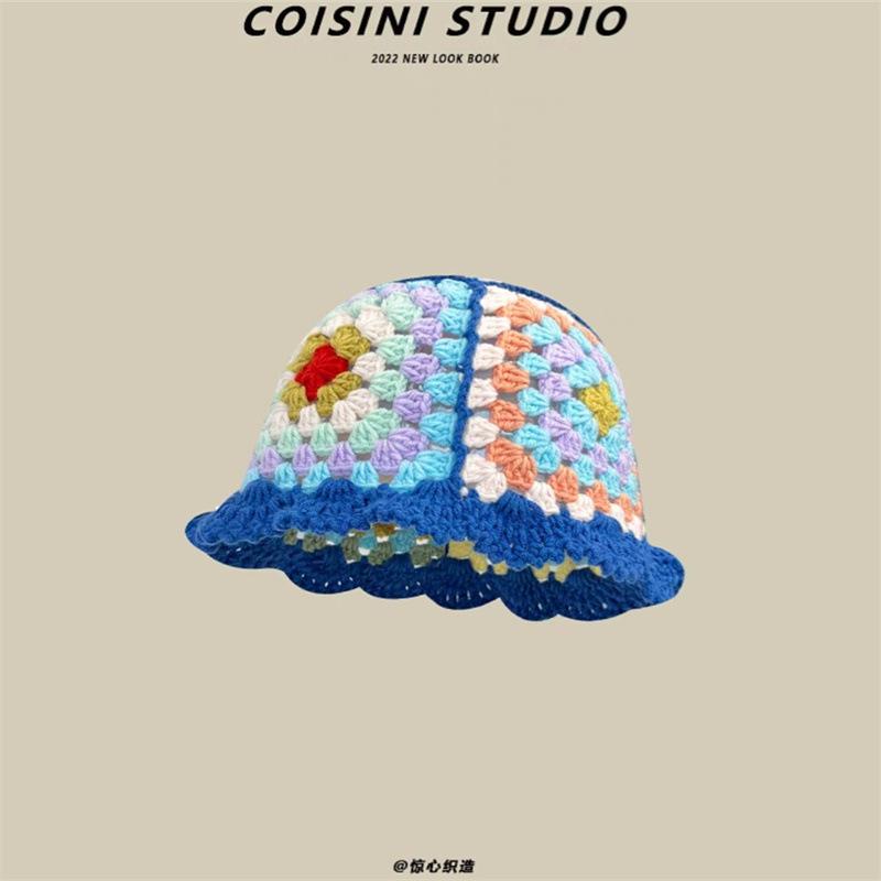 Ретро полая вязаная вручную шапка-горшок с цветком, женская осенне-зимняя, милая, универсальная, шерстяная шапка, демонстрирующая небольшой тренд