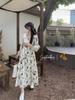 Women's Floral French-Style Slim Long Dress - Autumn/Winter 2022