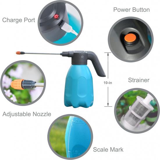 Электрический распылитель 2л/0,5 галлона, аккумуляторный опрыскиватель, распыляет 60 бутылок на одной зарядке, автоматический насосный опрыскиватель для растений