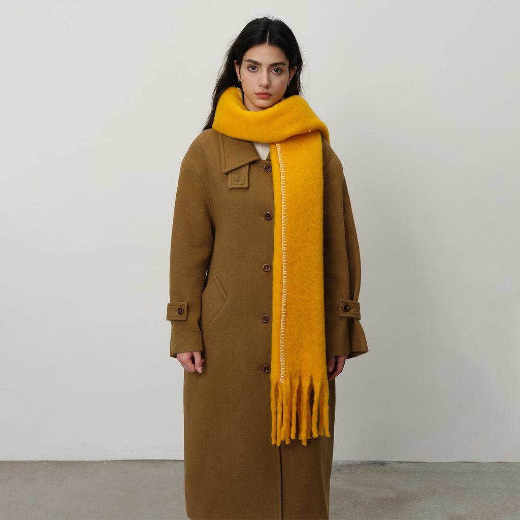 Versatile Plus Thickened Imitation Cashmere Solid Color Hemming Fringed Scarf Women's Winter Shawl