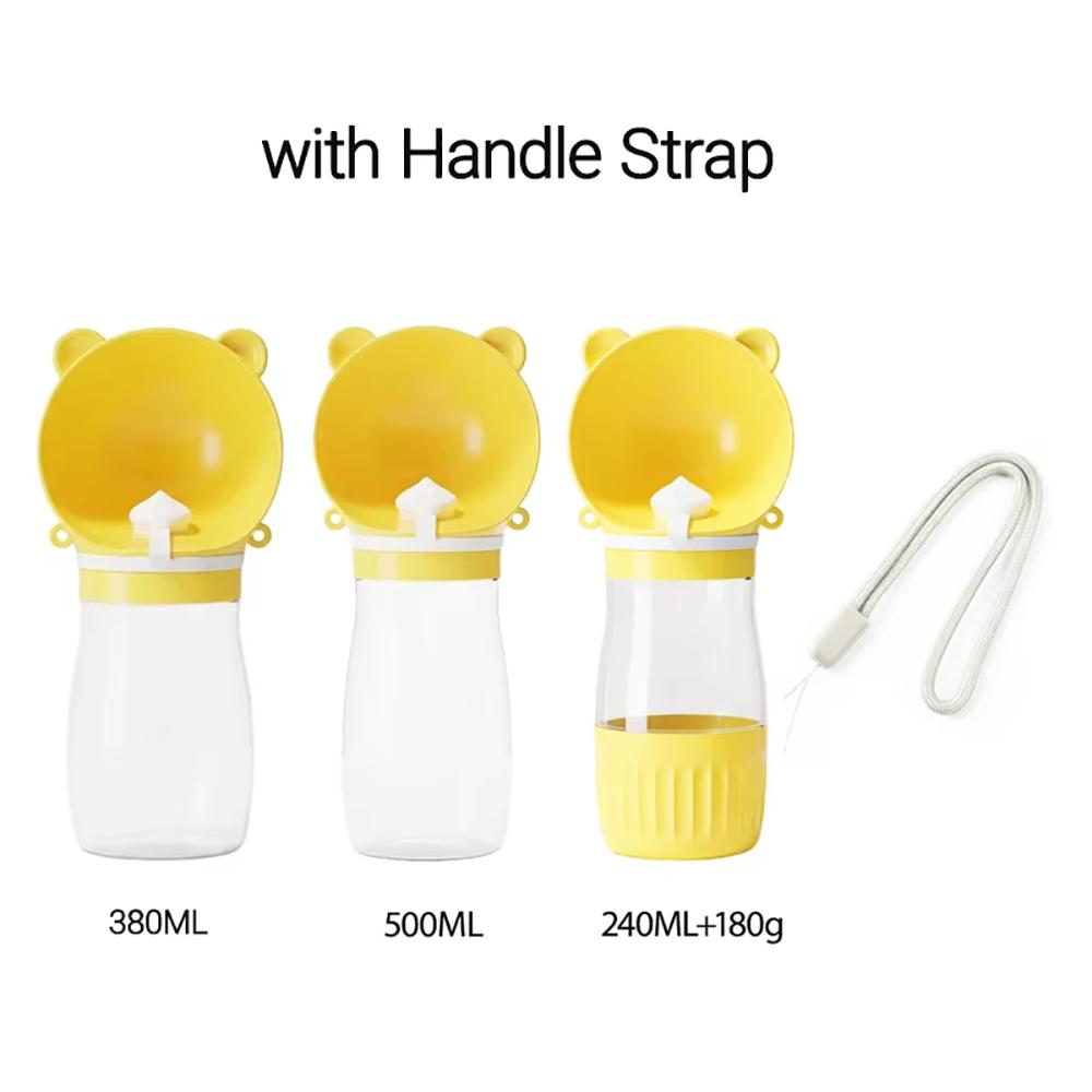 2-in-1 Pet Water Bottle for Small Big Dogs Portable Cat Dog Drinking Bowls with Food Container Shoulder Strap Labrador Feeder
