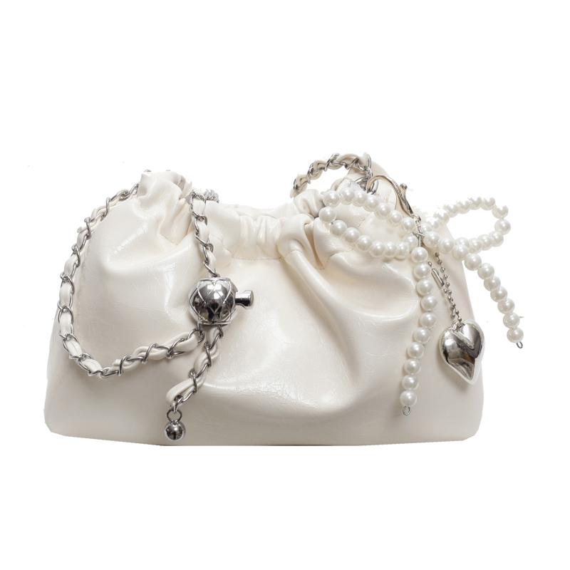 Женские сумки в западном стиле с улучшенной текстурой, новый стандарт моды, жемчужная цепочка, подвеска-дуга, универсальная сумка на одно плечо