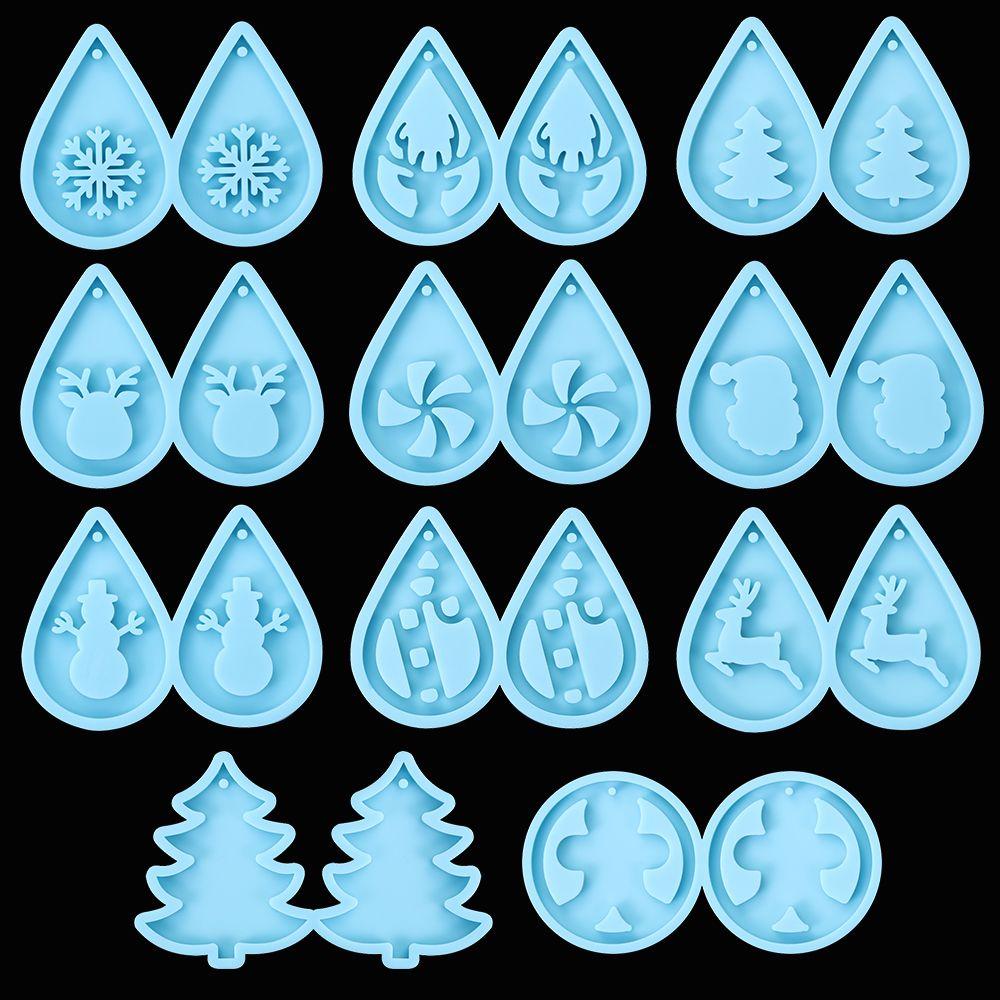 Making Tools Dangle UV Epoxy Earrings Resin Mold Merry Christmas Resin Silicone Mould Pendant Molds