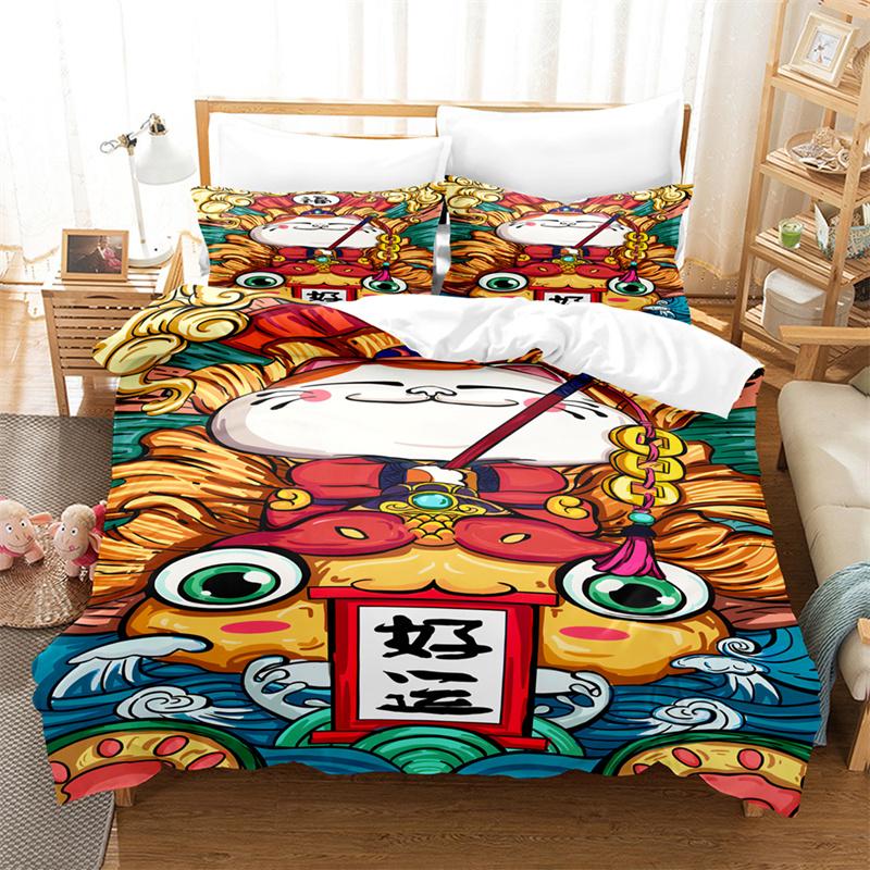 Комплект постельного белья с изображением счастливого кота из мультфильма, комплект постельного белья для влюбленных, комплект постельного белья для детей, комплект постельного белья размера «king-size», комплект постельного белья «queen-size»