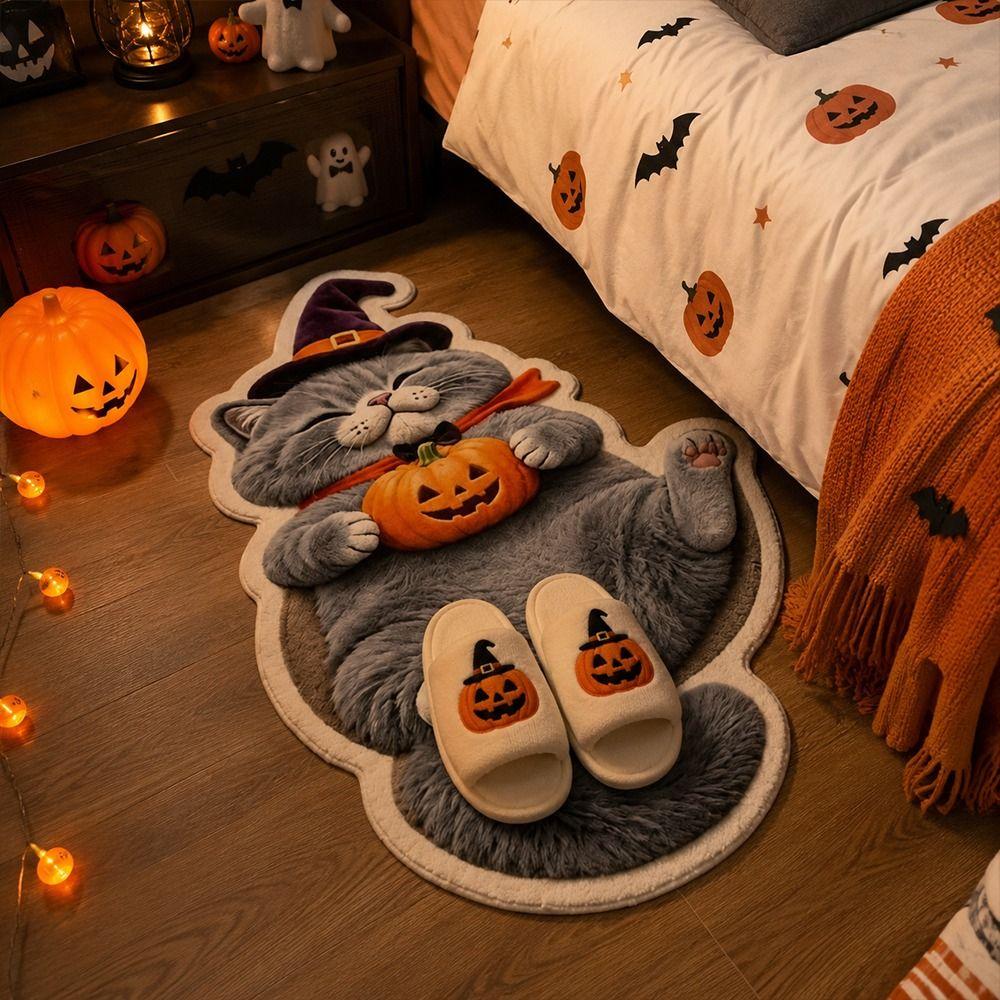 Absorbent Cat Shaped Rug Soft Surface Animal Door Mat Fashion Cat Floor Mat Living Room Decor