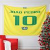 Brazil Yellow Soccer Jersey Design Pattern Wall Hanging Tapestry Decorative Tapestry Home Decor for Bedroom and Living Room