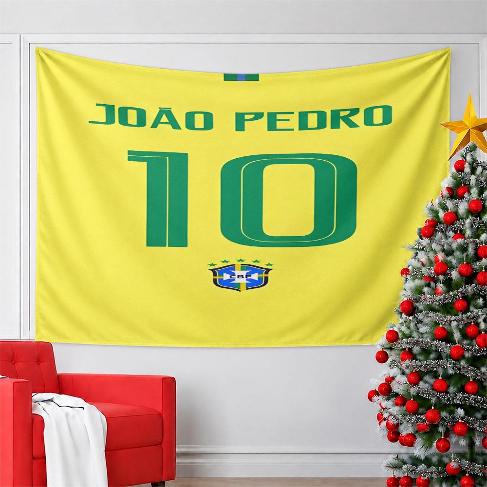 Brazil Yellow Soccer Jersey Design Pattern Wall Hanging Tapestry Decorative Tapestry Home Decor for Bedroom and Living Room
